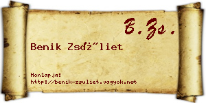 Benik Zsüliet névjegykártya